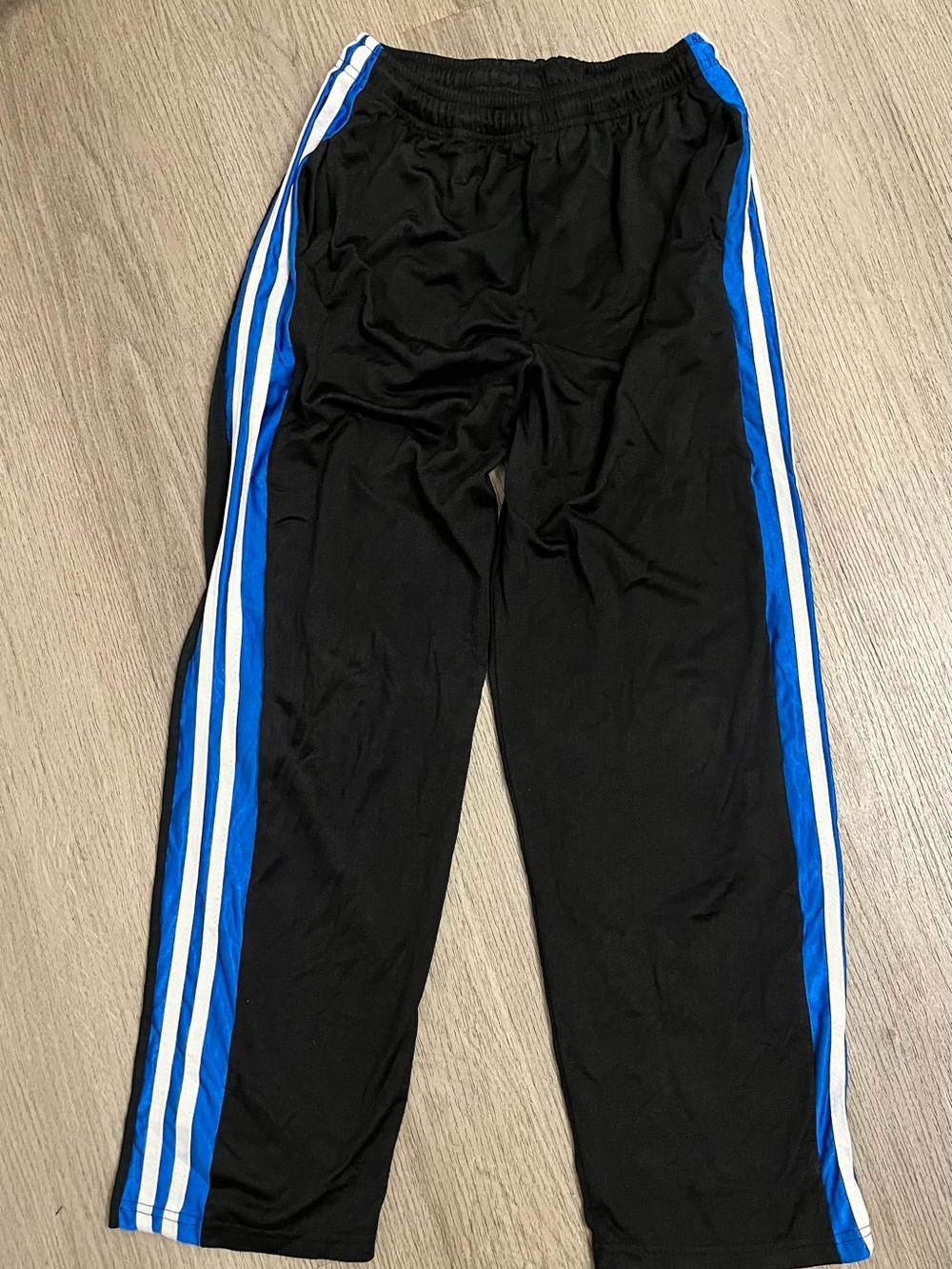 Kids Black Jogger Pants with Blue & White Side Stripes